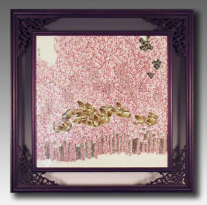 Porcelain Plaque - 'Butterfly Dance in the Flowers' - Wang Wei Ping