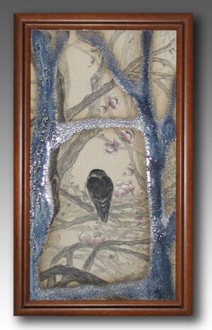 Porcelain Plaque - 'Bird in the Tree' - Yu Jun